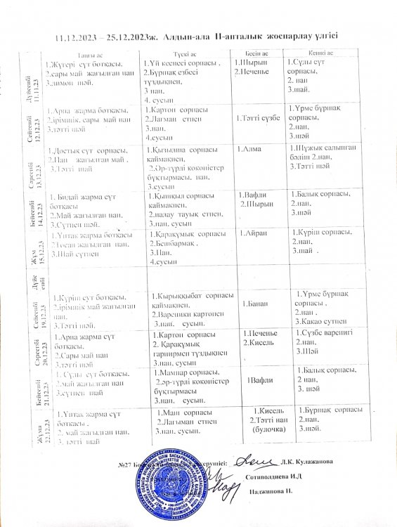 11.12-25.12.23 Алдын ала 2 апталық жоспарлау үлгісі
